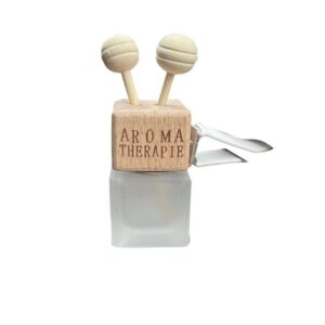 Square Glass Car Perfume Bottle with Wood Cap