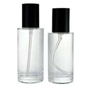 30ml 50ml Round Clear Perfume Glass Bottle with Black Lid
