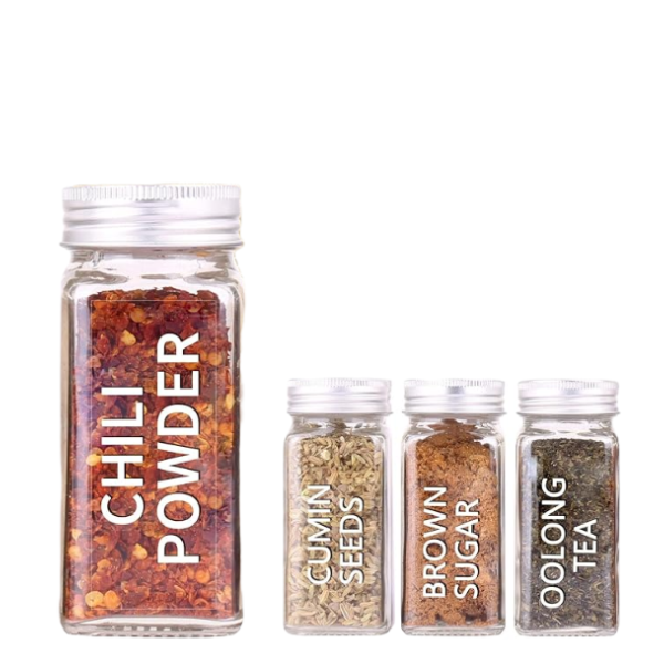 4oz Square Glass Spice Jar with Shaker Lid - Image 2
