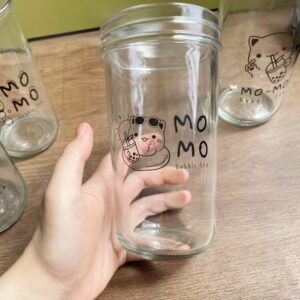 24oz Milk Tea Glass Jar with Boba Straw